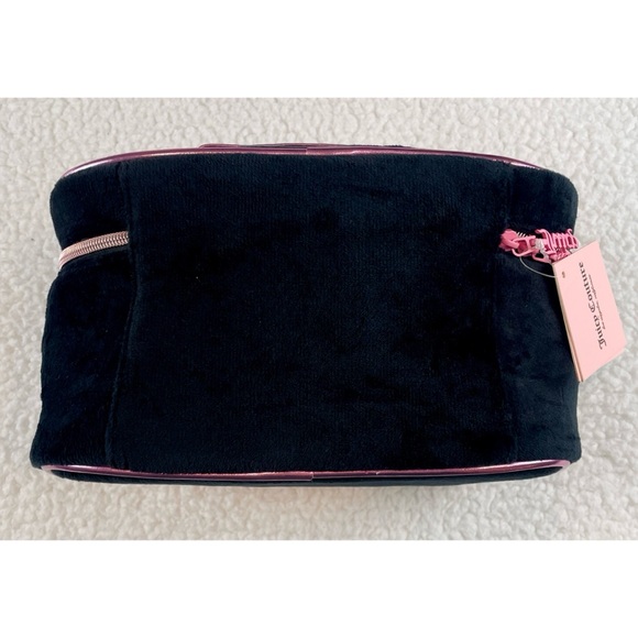 (NWT) JUICY COUTURE • Black/Pink Velour Rhinestone Travel Cosmetic Bag - Picture 8 of 16